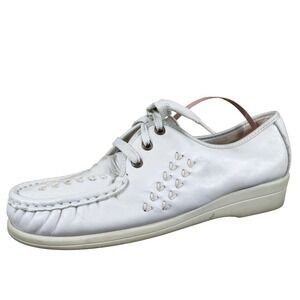 Softspots Bonnie Lite Women's 7.5 White Leather Comfort Lace-Up Oxford Shoes